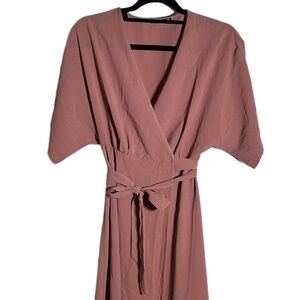 Pink midi wrap dress